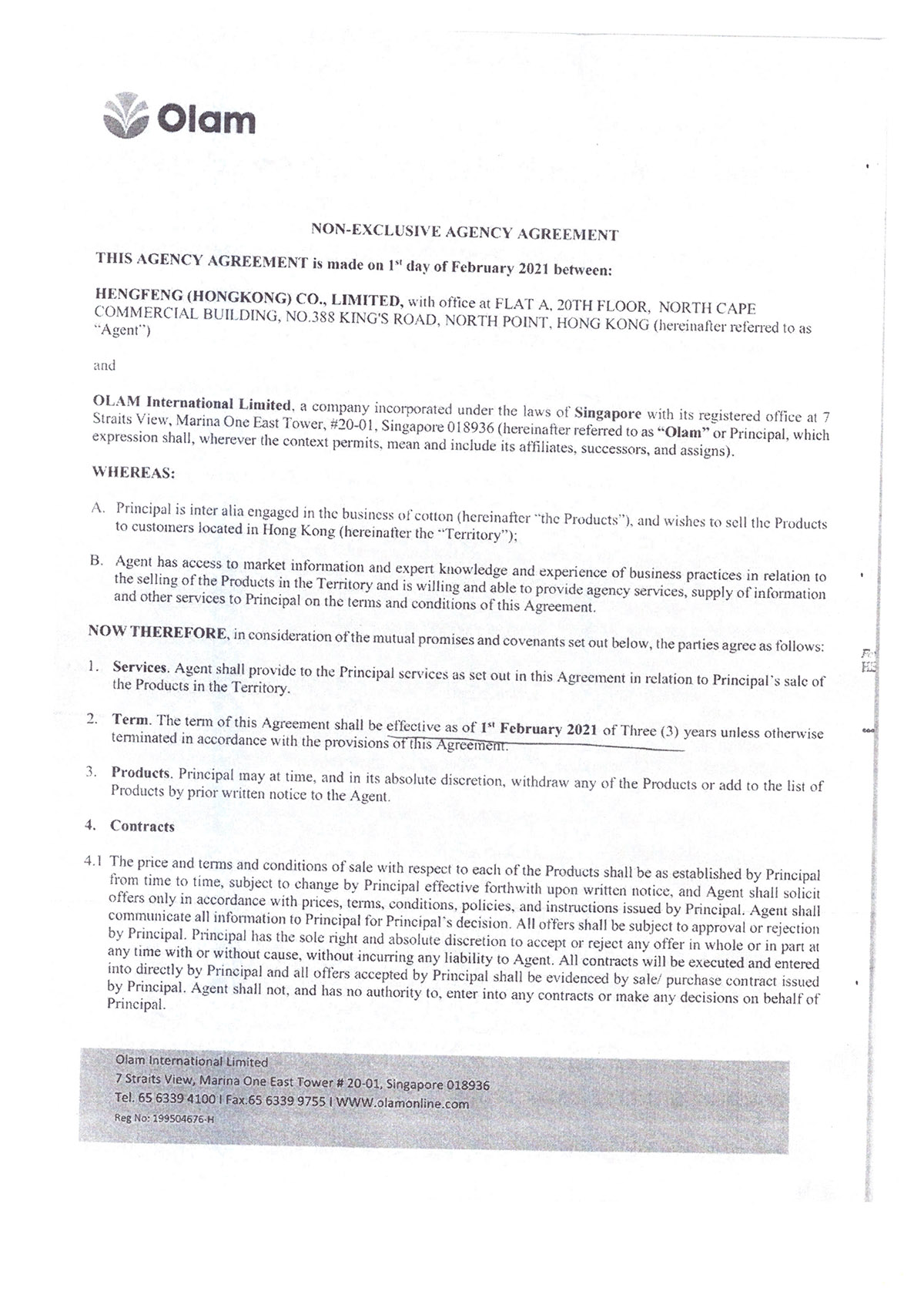 Non-exclusive agency agreement - OLAM_00 拷贝