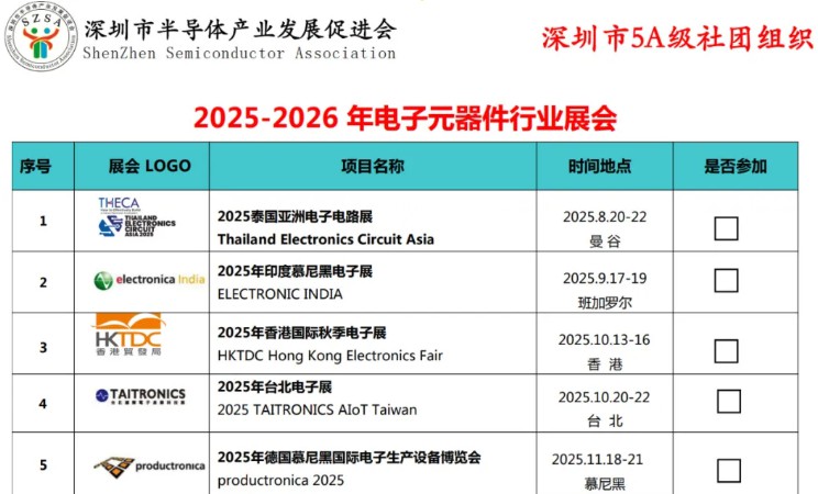 【展览展销】电子/工业/光电/照明展会信息（2025-2026年）