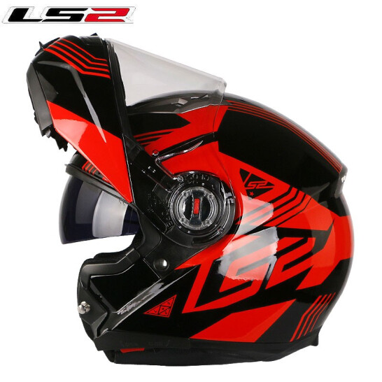 LS2摩托车头盔揭面盔双镜片机车赛跑车 FF370