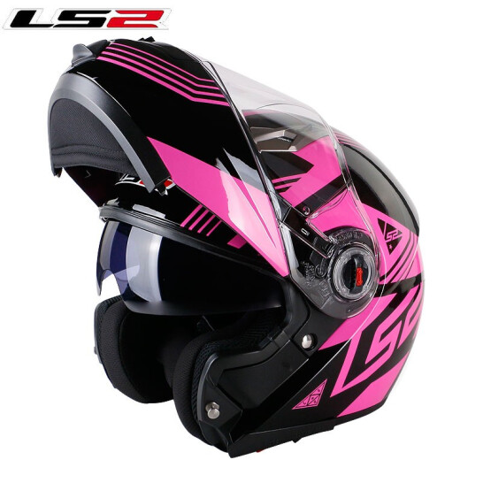 LS2摩托车头盔揭面盔双镜片机车赛跑车 FF370