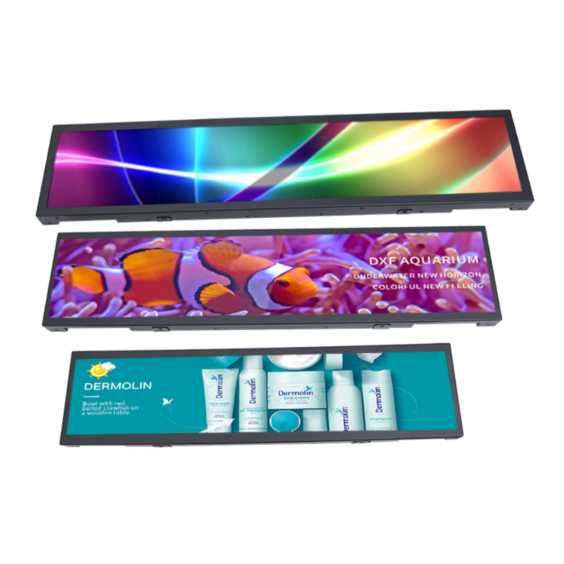 KER factory cutomized Lcd Advertising Shelf Display Video Strip Stretched LCD Display