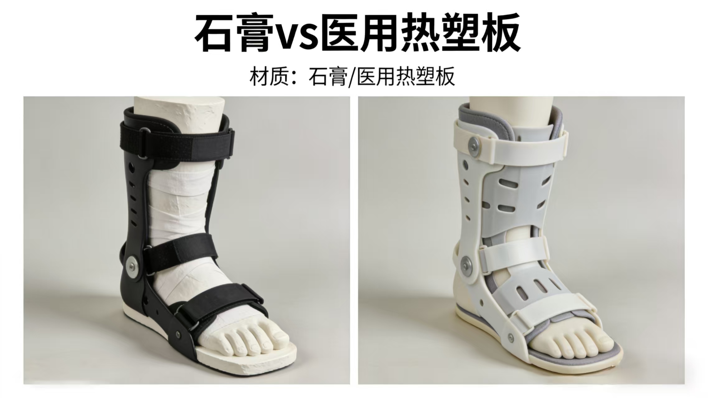 传统石膏 vs 医疗级热塑板