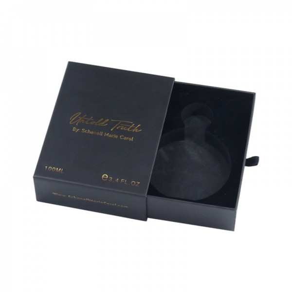 Custom Cardboard Sliding Drawer Box with Gold Foil Print