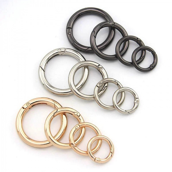 Cheap Metal Zinc Alloy Round Circular Ring Keychain Spring Clip Clasp for Jewelry Webbing Luggage Accessory Hook
