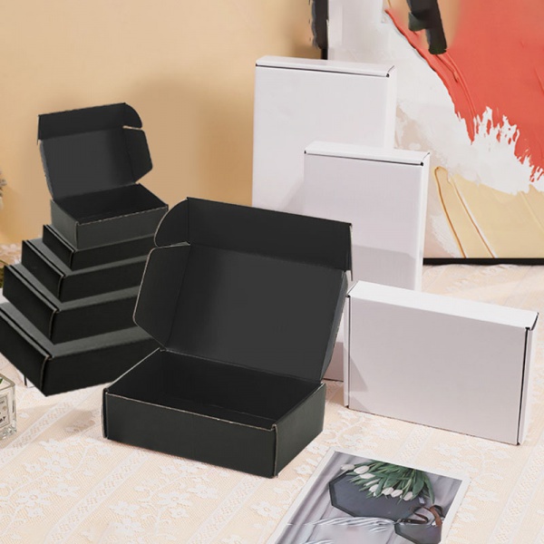 Custom White and Black Cardboard Corrugated Mailer Boxes All Plain Blank Matte Bulk