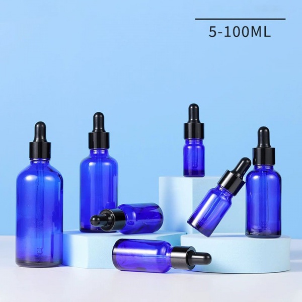 Round Blue Glass Dropper Bottles 5ML 10ML 15ML 20ML 30ML 50ML 100ML