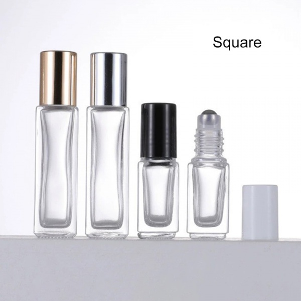 Short Square Clear Glass Roller Ball Bottles 3ML 5ML 8ML 10ML 20ML