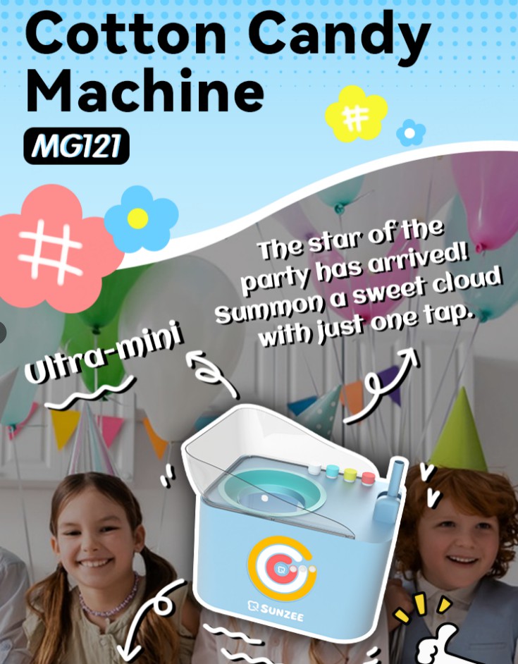  News Release 1: Meet the New MG121 – Sunzee’s Smallest, Smartest Cotton Candy Machine Yet