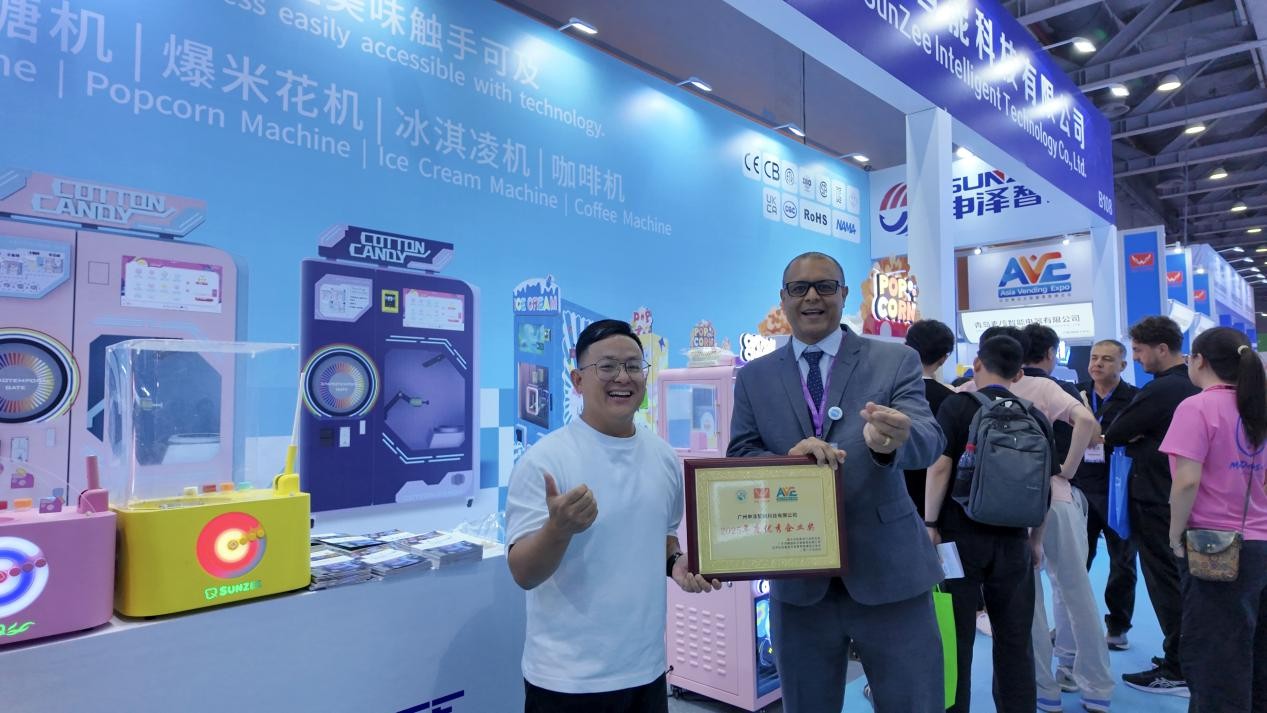 SUNZEE showcased a full range of cotton candy vending machines, popcorn vending machines, ice cream vending machines and coffee vending machines at the 2026 Asia Vending Expo