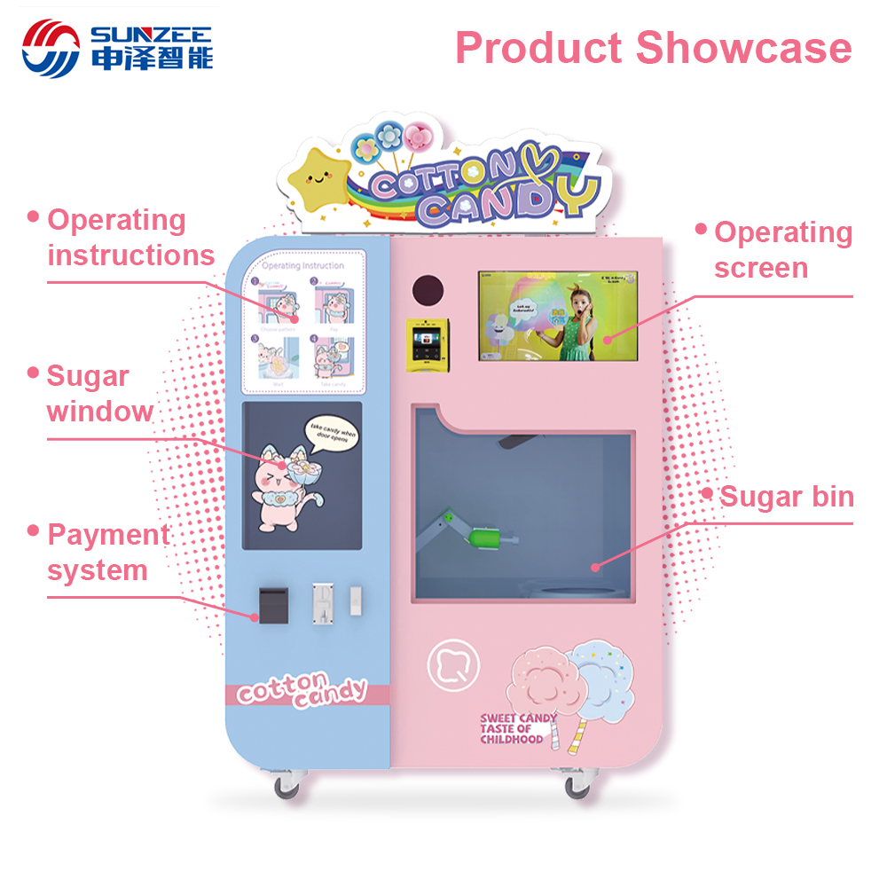 New Design Cotton Candy Machine with Sugar Selling Automatic Cotton Vending Machine Cotton Candy