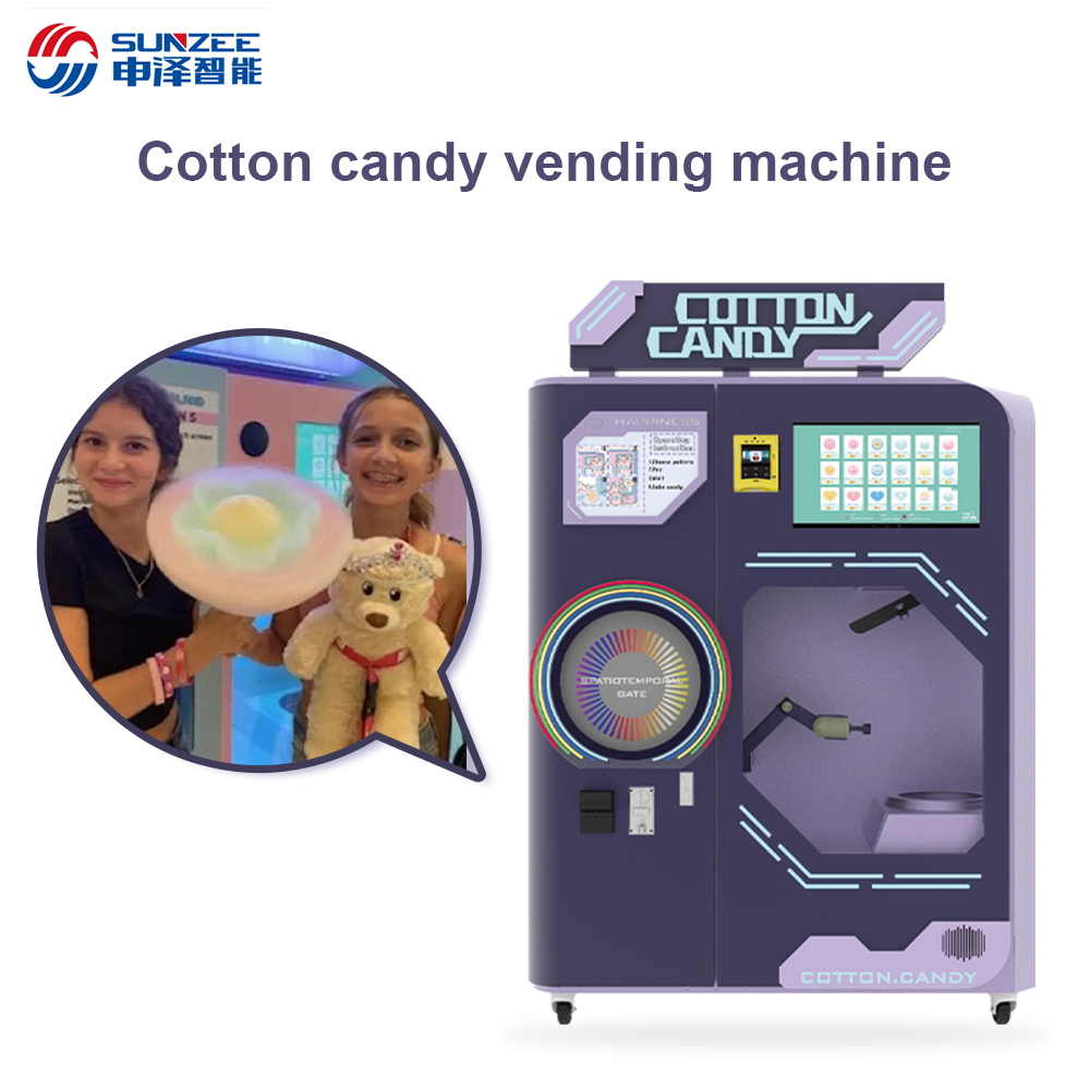 SUNZEE New Product With Strong Modelling Cotton Candy Vending Machine Professional Equipment for Food Manufacturing Blue-Purple