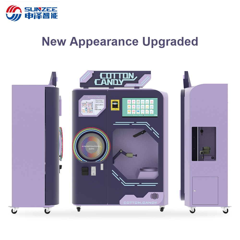 SUNZEE New Product With Strong Modelling Cotton Candy Vending Machine Professional Equipment for Food Manufacturing Blue-Purple