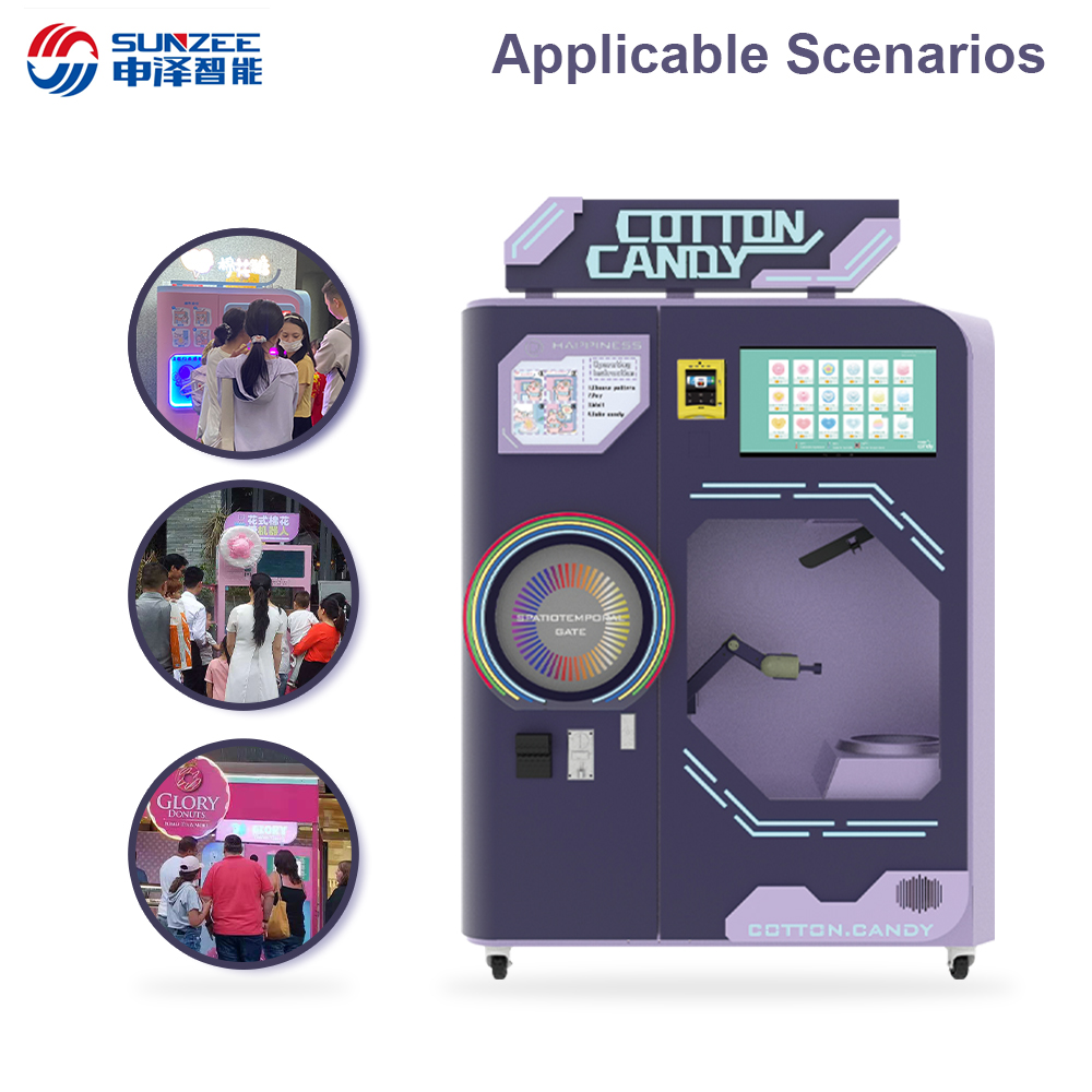 SUNZEE New Product With Strong Modelling Cotton Candy Vending Machine Professional Equipment for Food Manufacturing Blue-Purple