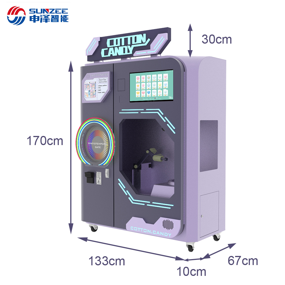 SUNZEE New Product With Strong Modelling Cotton Candy Vending Machine Professional Equipment for Food Manufacturing Blue-Purple