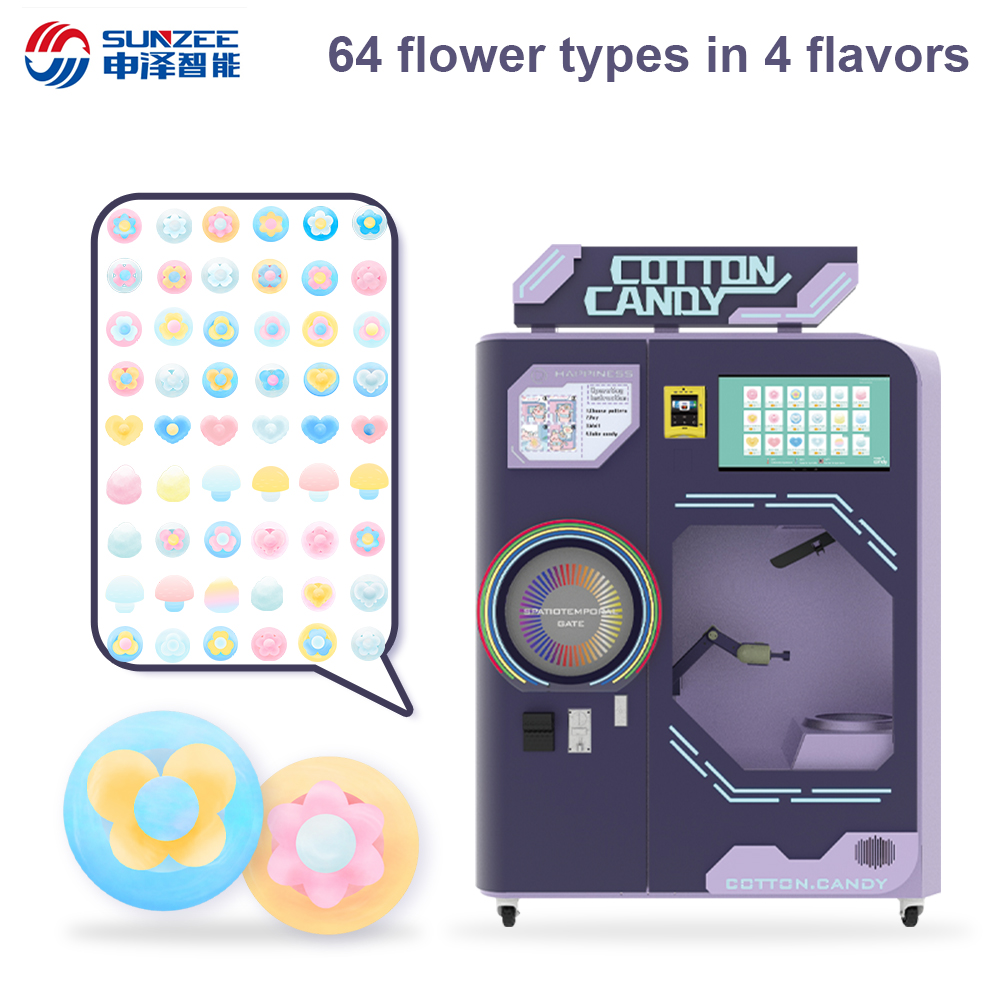 SUNZEE New Product With Strong Modelling Cotton Candy Vending Machine Professional Equipment for Food Manufacturing Blue-Purple