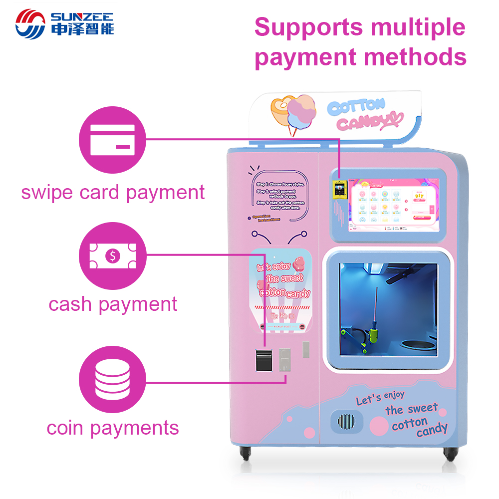 New Design Cotton Candy Machine with Sugar Selling Automatic Cotton Vending Machine Cotton Candy