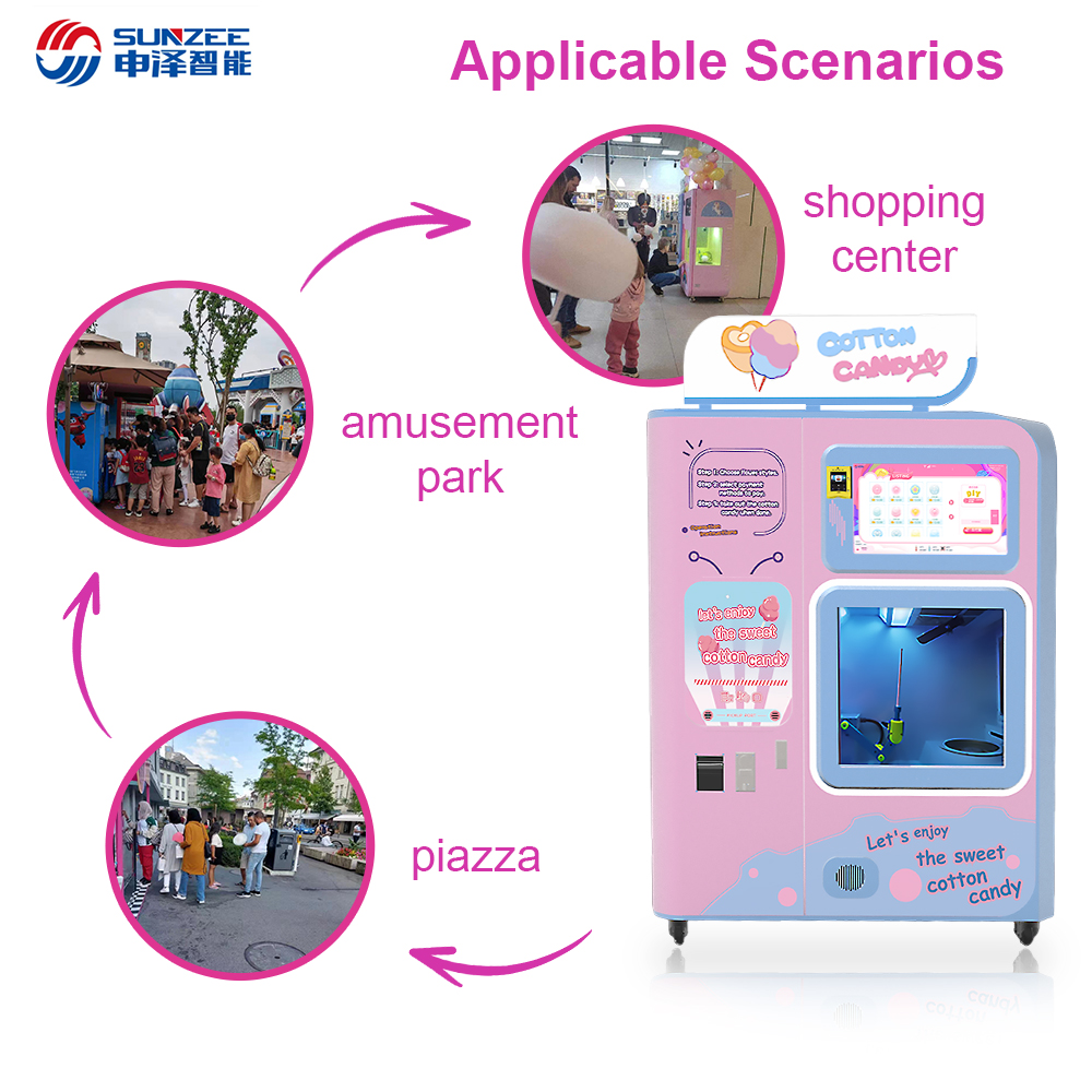 New Design Cotton Candy Machine with Sugar Selling Automatic Cotton Vending Machine Cotton Candy
