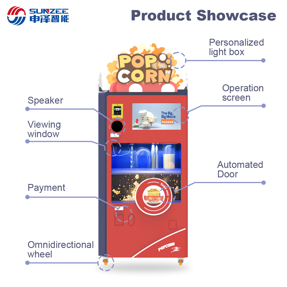 Popular Fast Food Cinema Popcorn Vending Machines Automatic Snacks Popcorn Vending Machine