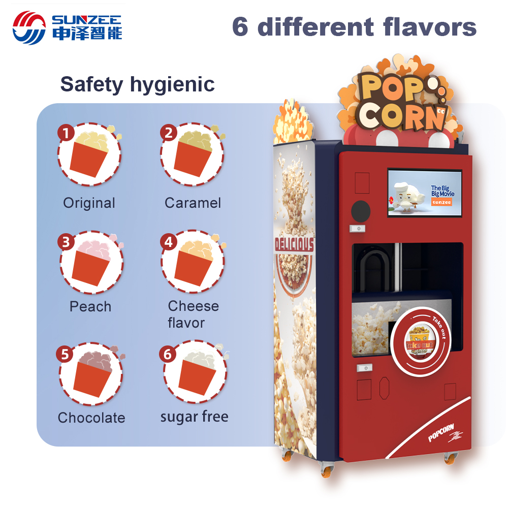Popular Fast Food Cinema Popcorn Vending Machines Automatic Snacks Popcorn Vending Machine