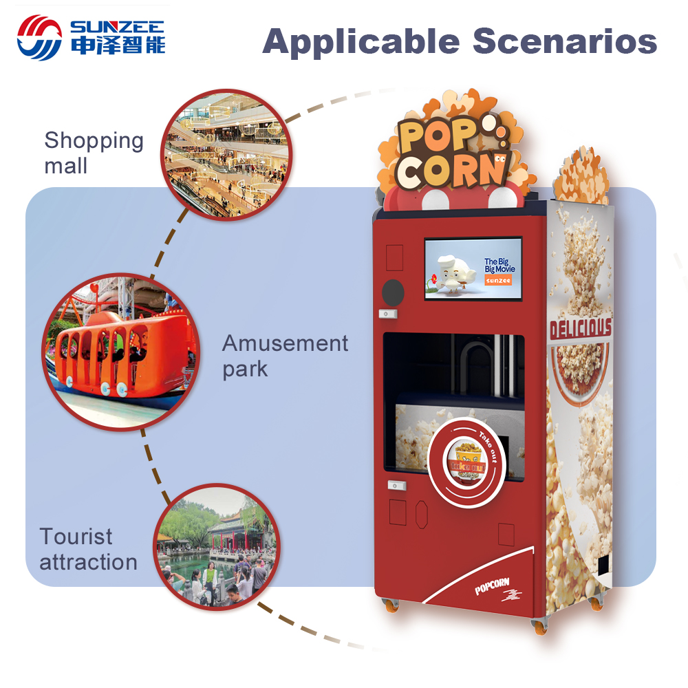 Popular Fast Food Cinema Popcorn Vending Machines Automatic Snacks Popcorn Vending Machine