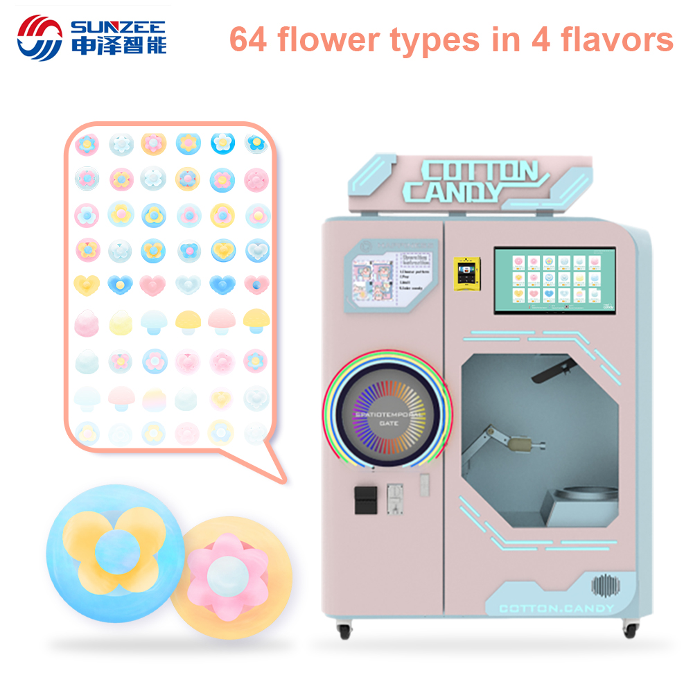 Manufacture Commercial Marshmallow Maker Full Automatic Flowers Touch Screen Vending Industrial Cotton Candy Floss Machine MG330A