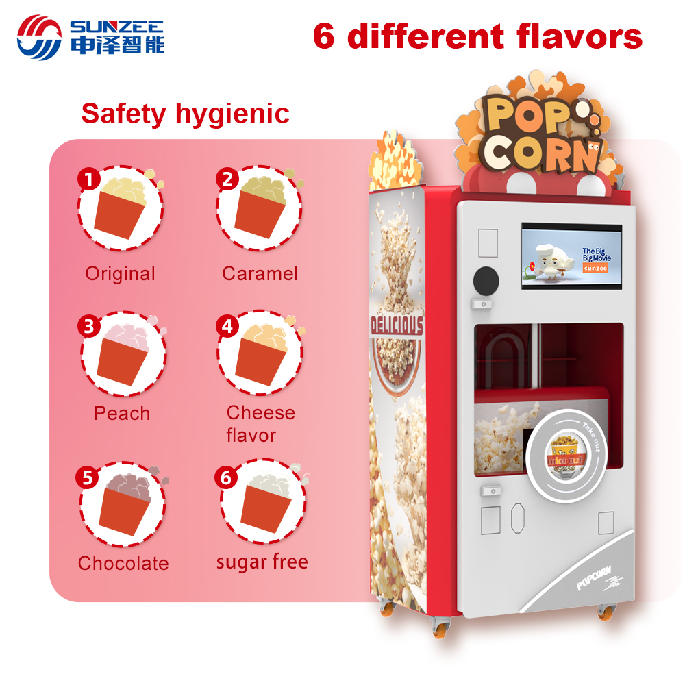 Customize Fully Automatic Popcorn Vending Machine Manufacture Selling 6 Flavors