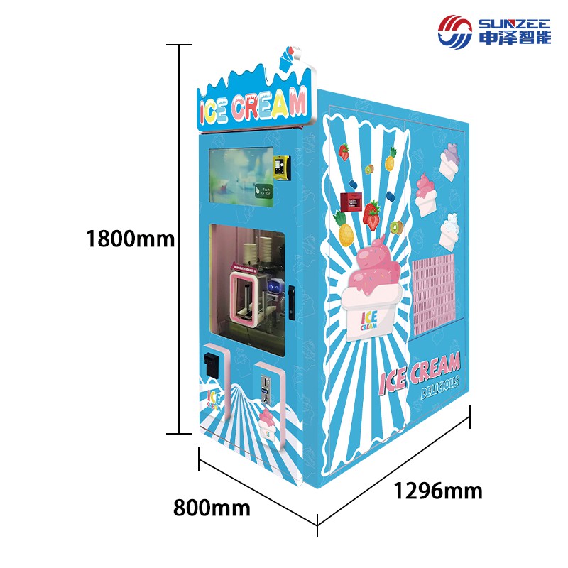 Fully Automatic Ice Cream Vending Machine Large Capacity Ice cream machine Pink