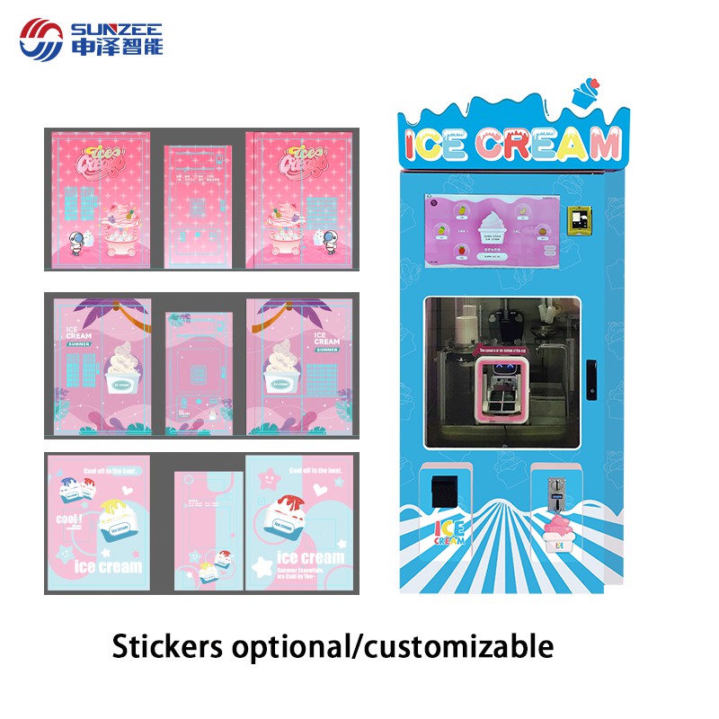 Fully Automatic Ice Cream Vending Machine Large Capacity Ice cream machine Pink