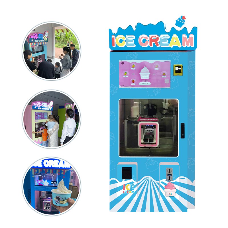 Fully Automatic Ice Cream Vending Machine Large Capacity Ice cream machine Pink