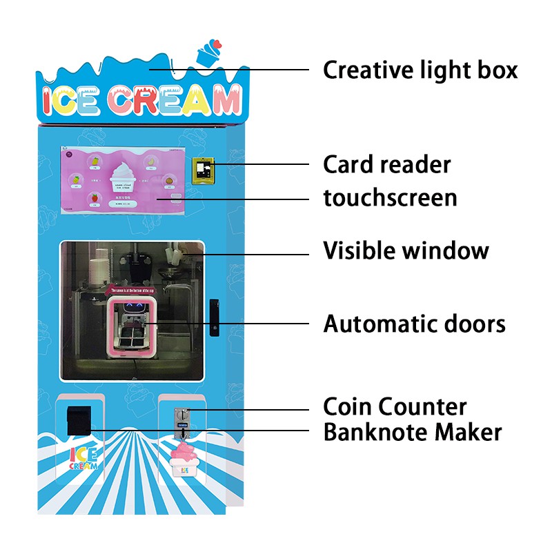 Fully Automatic Ice Cream Vending Machine Large Capacity Ice cream machine Pink