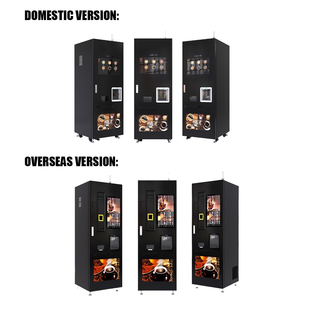 Smart and Coffee Vending Machine Fully Automatic for Business Robot Vending Machine Coffee Tea Bean With Card Operated Prices F308 Black
