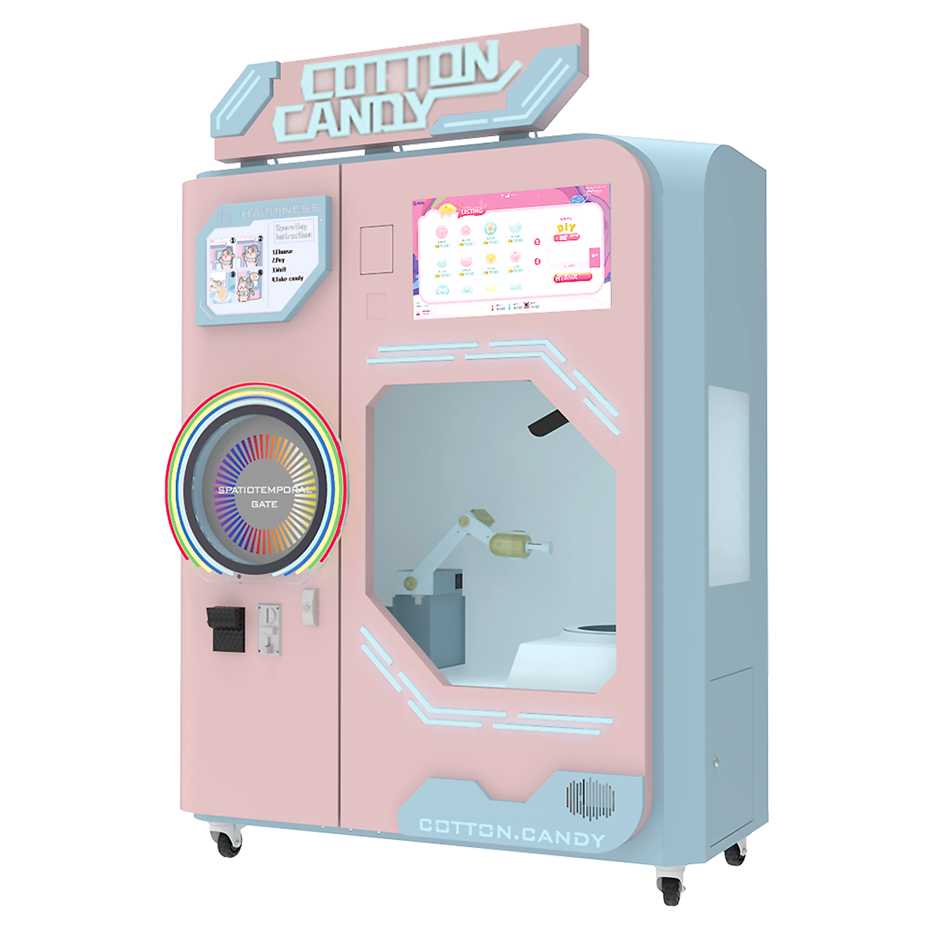 Manufacture Commercial Marshmallow Maker Full Automatic Flowers Touch Screen Vending Industrial Cotton Candy Floss Machine MG330A
