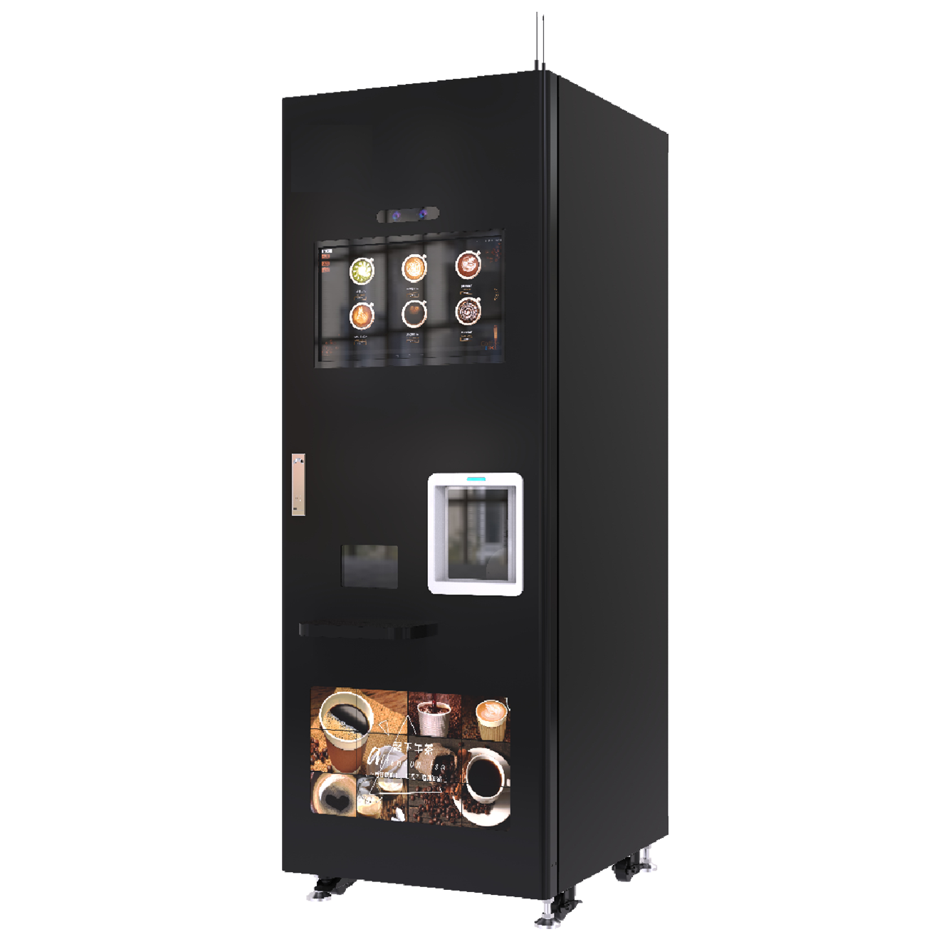 Smart and Coffee Vending Machine Fully Automatic for Business Robot Vending Machine Coffee Tea Bean With Card Operated Prices F308 Black