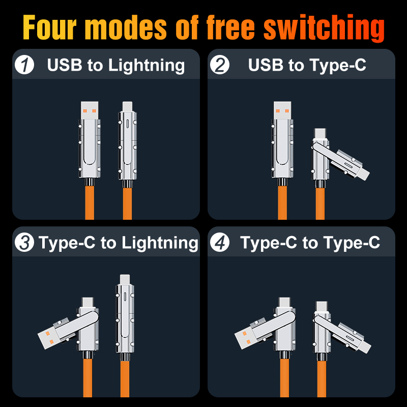 Zinc Alloy Super Fast Charging Data Cable  4 in 1 Charging Cable