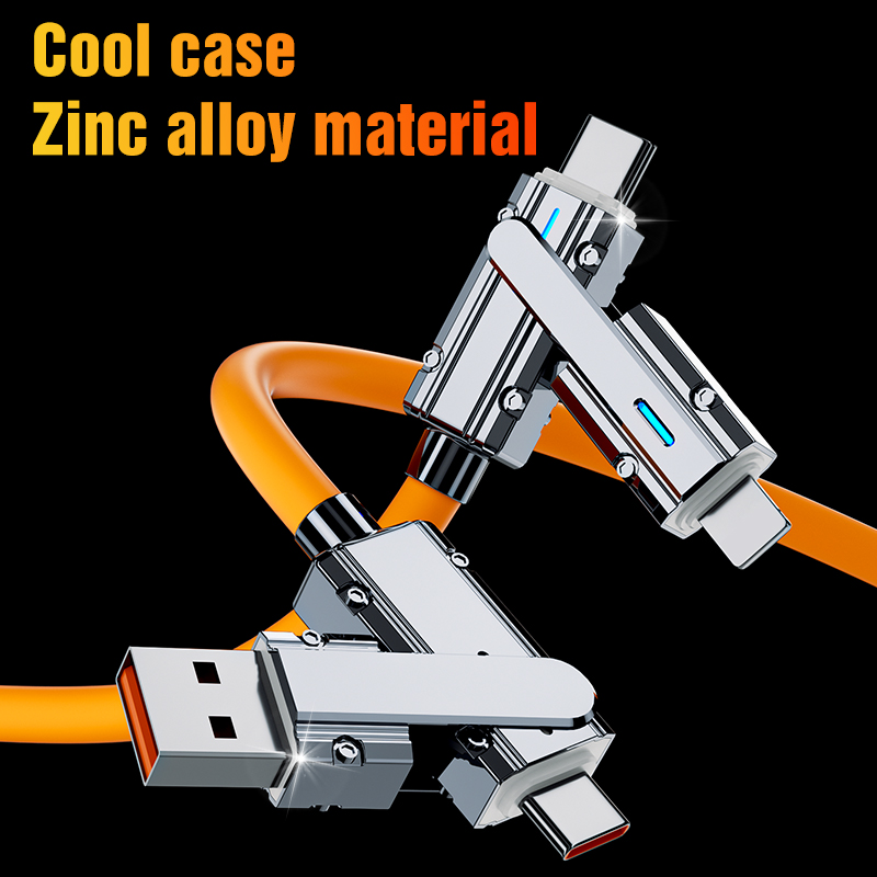 Zinc Alloy Super Fast Charging Data Cable  4 in 1 Charging Cable