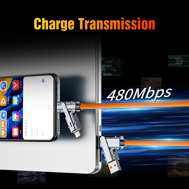 Zinc Alloy Super Fast Charging Data Cable  4 in 1 Charging Cable