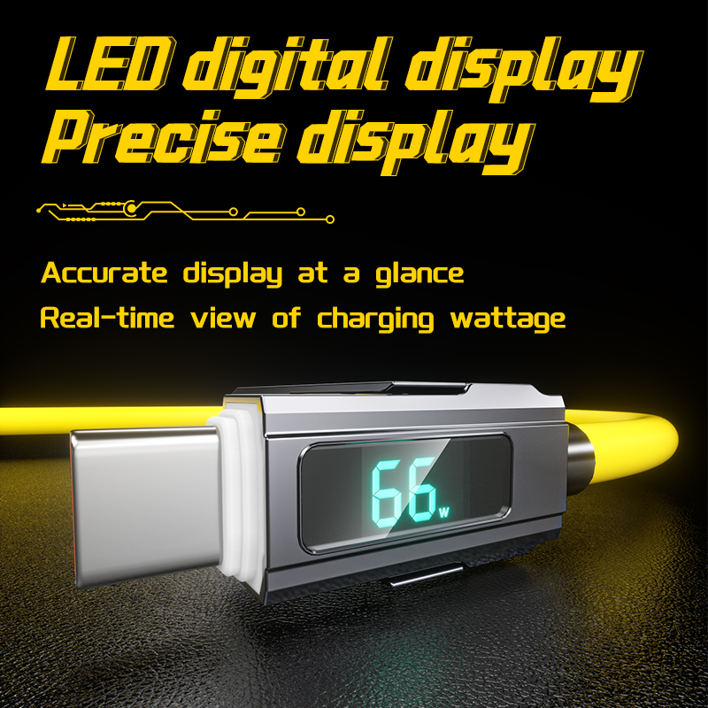 New Fashionable Digital Display 4 in 1 Fast Charging USB cable 66W Fast Charging Date Cable