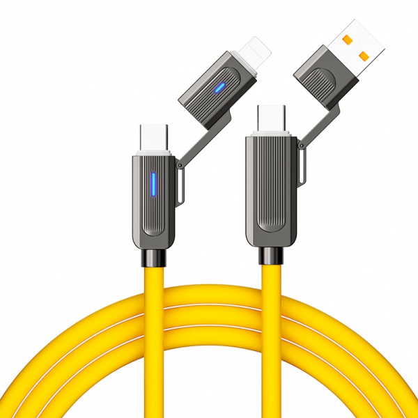 Soft Silicone 4 in 1 Fast Charging Cable PD Data Cable Type C USB Ports Data Transfer For Phone Tablet Laptop