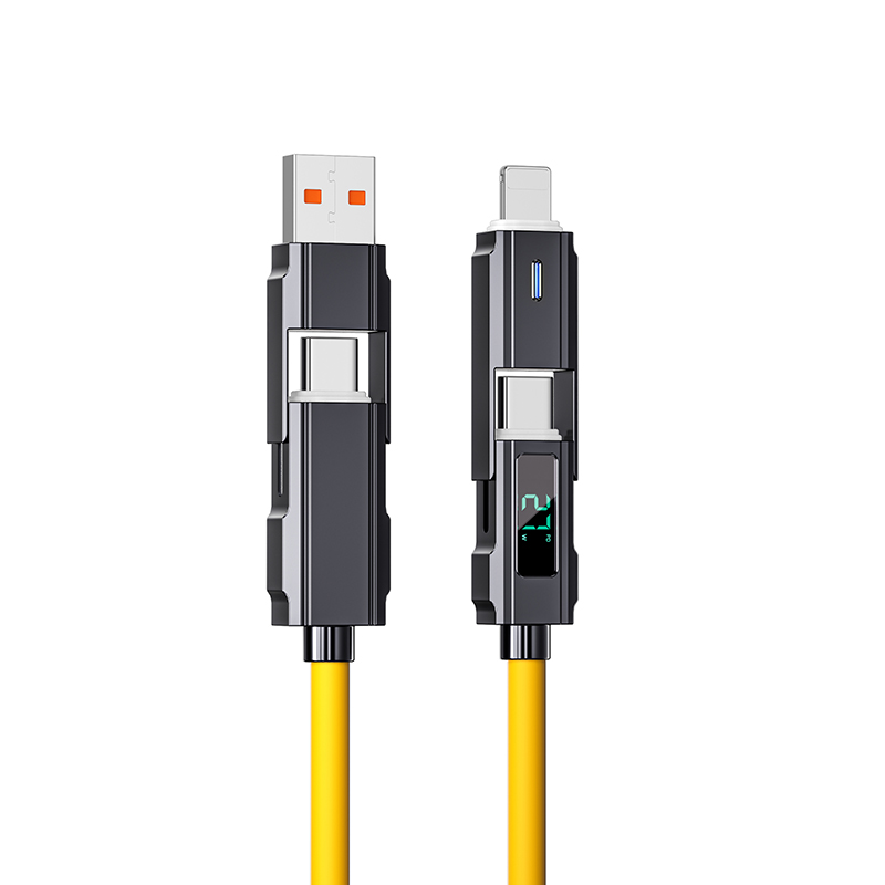 New Fashionable Digital Display 4 in 1 Fast Charging USB cable 66W Fast Charging Date Cable