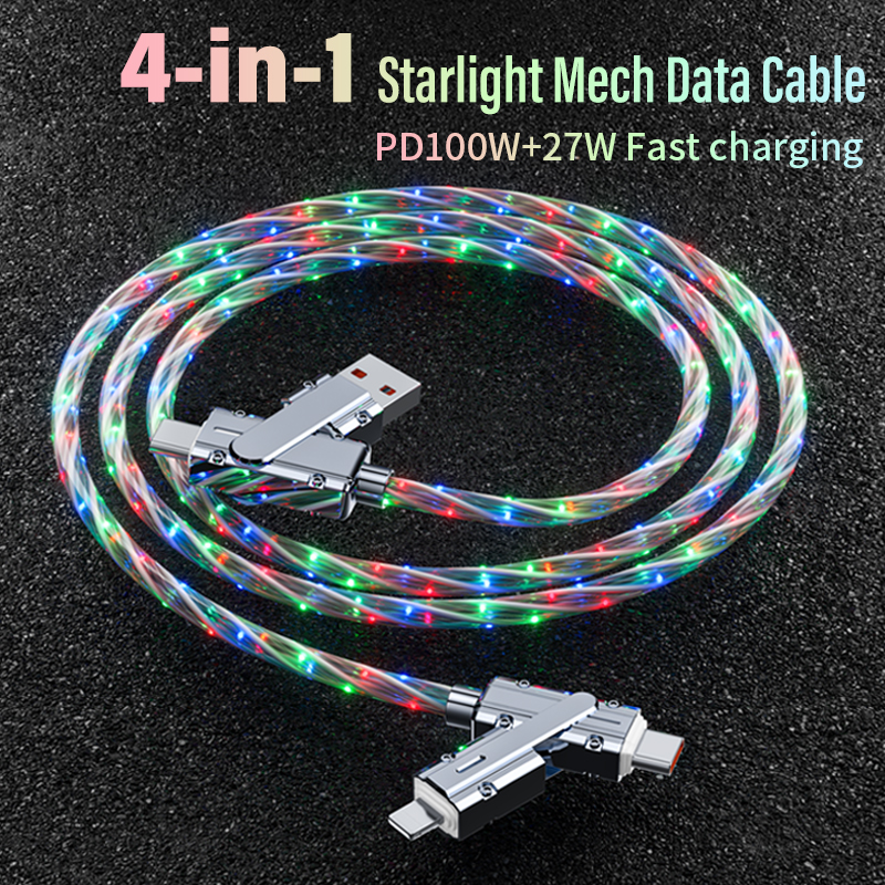 4 in 1 Starlight Data Cable PD100W 27W Fast Charging Cable