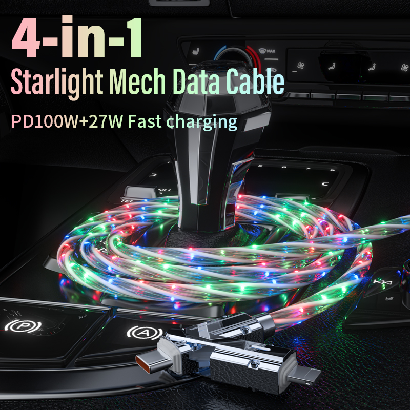 4 in 1 Starlight Data Cable PD100W 27W Fast Charging Cable