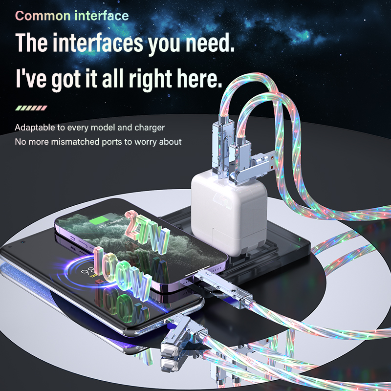 4 in 1 Starlight Data Cable PD100W 27W Fast Charging Cable