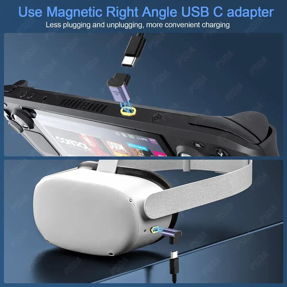 Magnetic USB4.0 Type-C Charge Adapter | 40Gbps PD 100W Fast Charging | 8K U-Shape Plug Converter RWC152