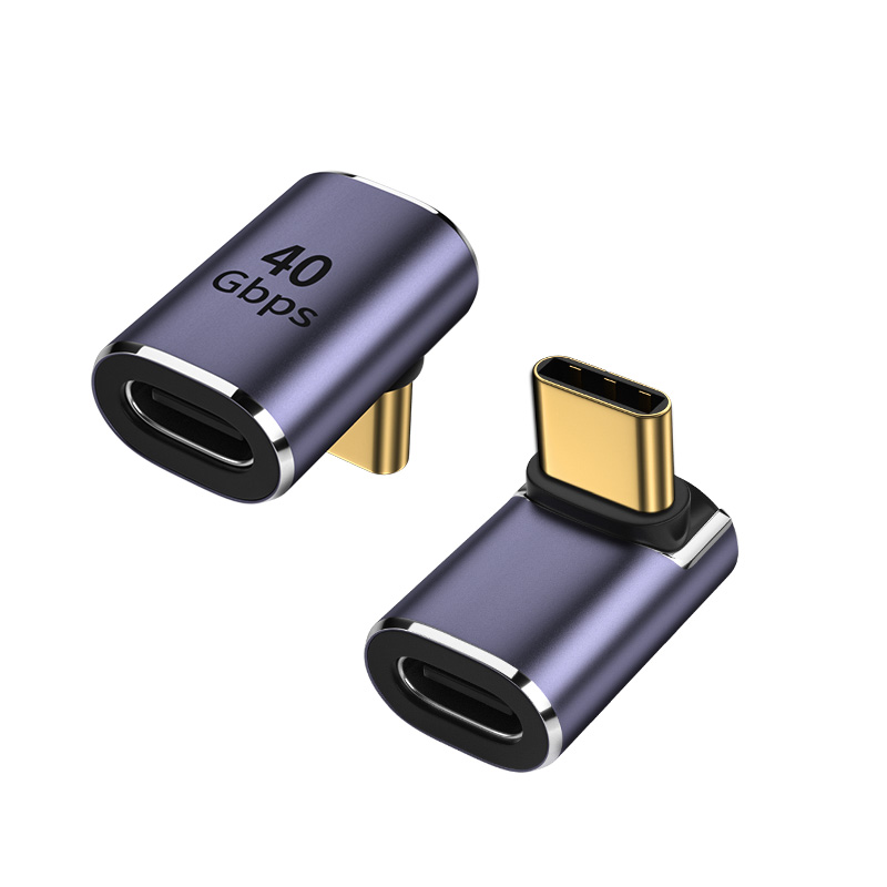 USB C Female to USB C Male 90 Degree Right Angle Adapter - 40Gbps Data Transfer & 8K@60Hz Video Support RWC153