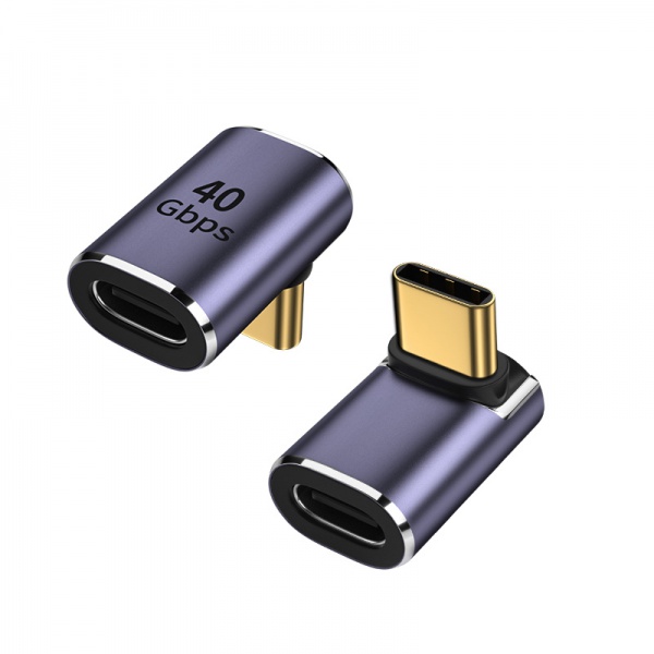 USB C Female to USB C Male 90 Degree Right Angle Adapter - 40Gbps Data Transfer & 8K@60Hz Video Support RWC153