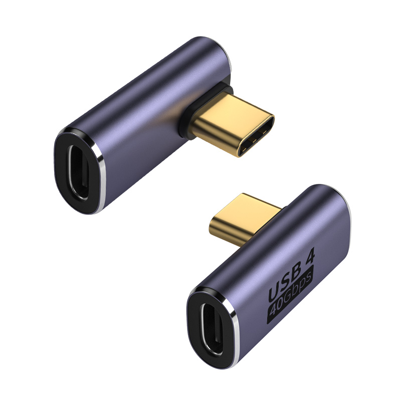 USB C Female to USB C Male 90 Degree Right Angle Adapter - 40Gbps Data Transfer & 8K@60Hz Video Support RWC153