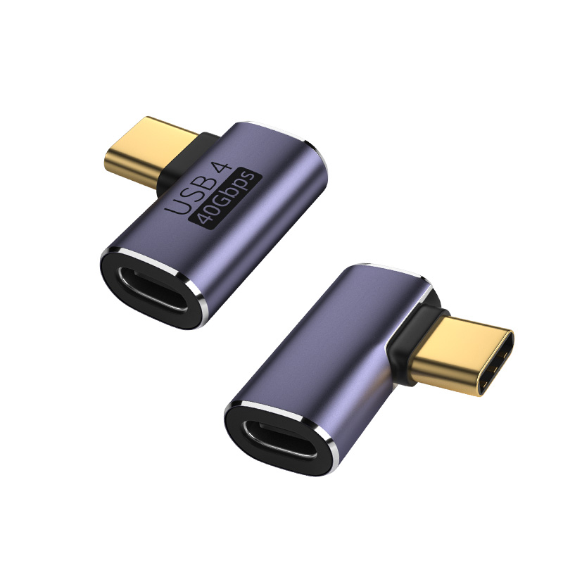 USB C Female to USB C Male 90 Degree Right Angle Adapter - 40Gbps Data Transfer & 8K@60Hz Video Support RWC153