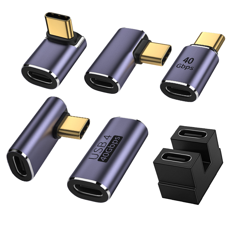 USB C Female to USB C Male 90 Degree Right Angle Adapter - 40Gbps Data Transfer & 8K@60Hz Video Support RWC153
