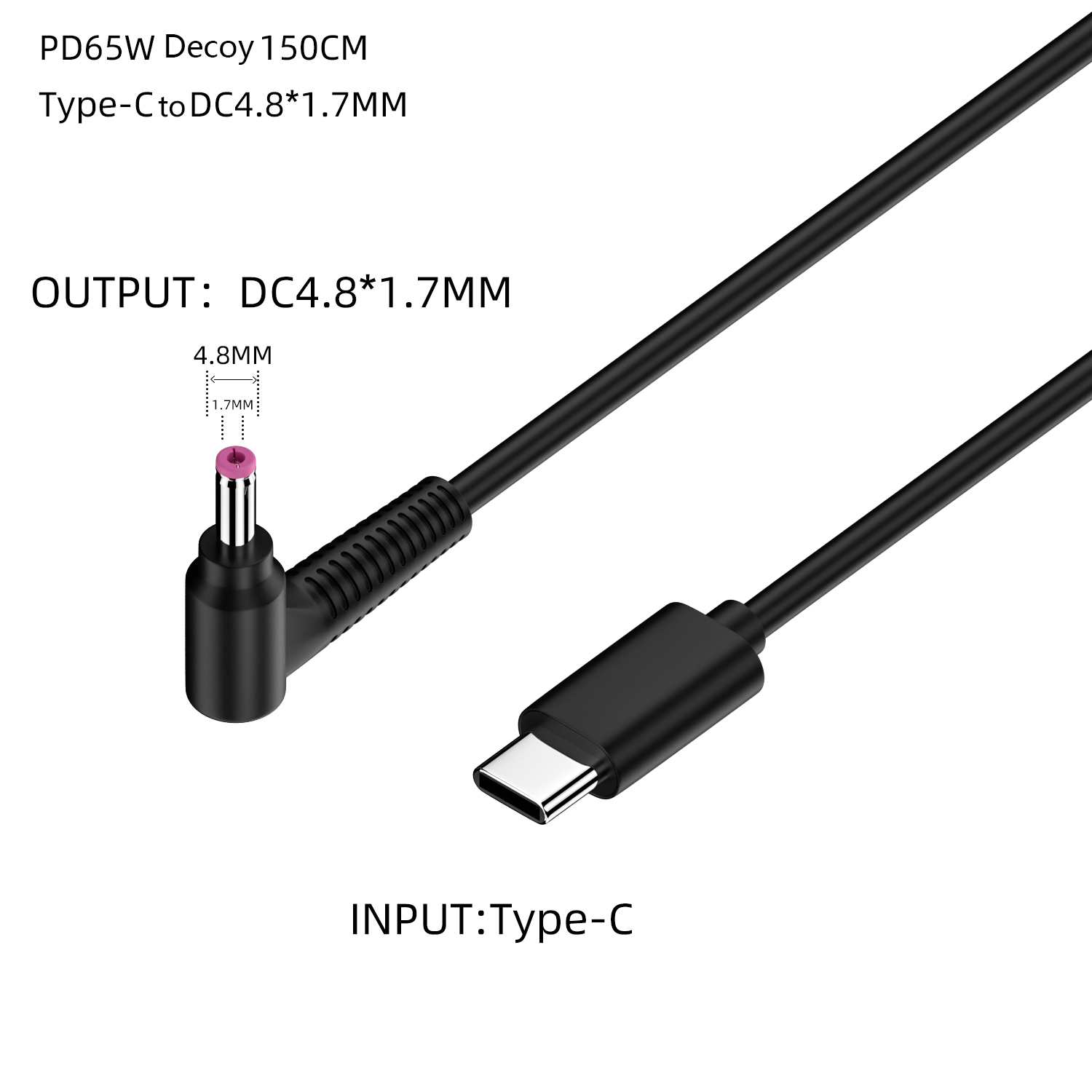 65W USB Type C Male PD to DC Converter - Universal Laptop Charger Cable RWC115