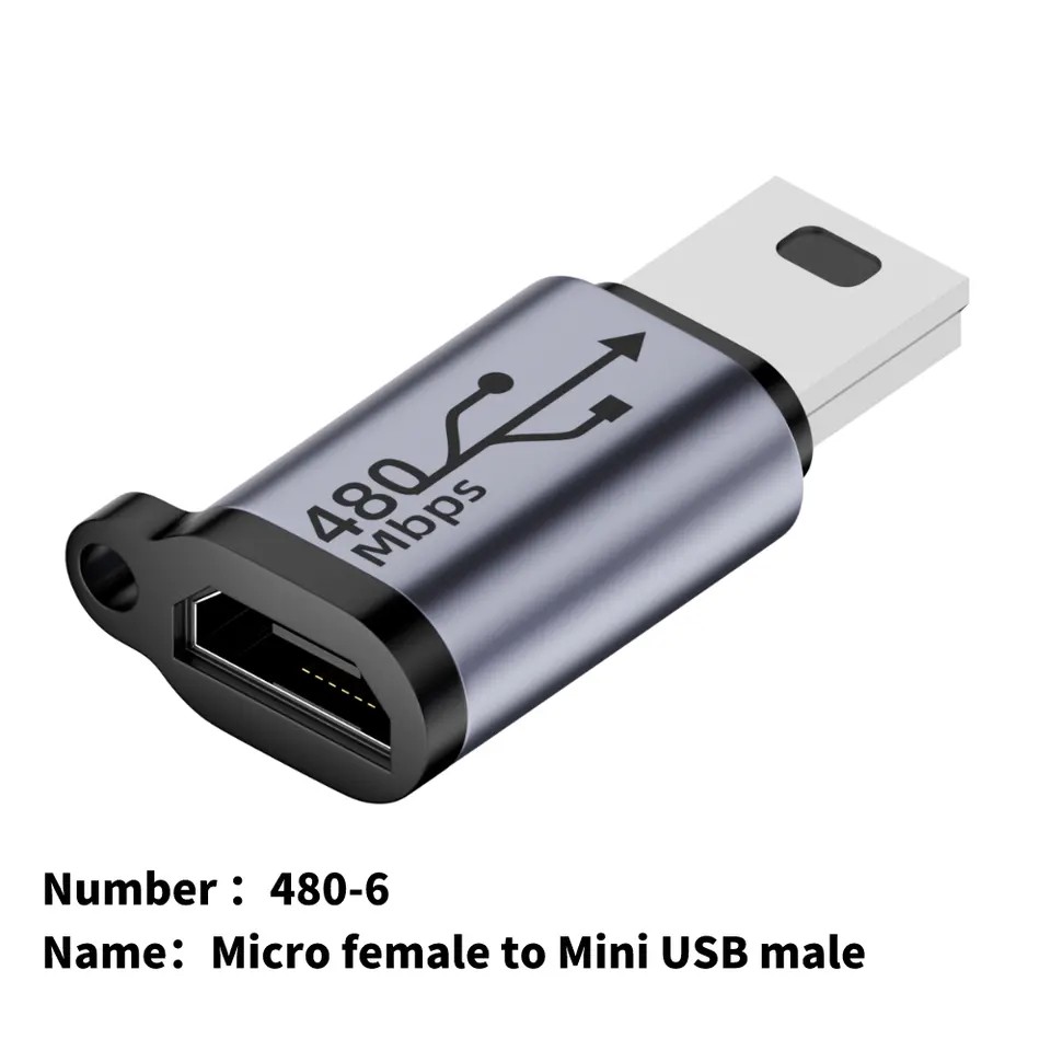 USB C to Micro Adapter - Mini USB Adapter Type-C Female to ISO 8 PIN Male Phone Converter with Charging Transfer Support RWC158